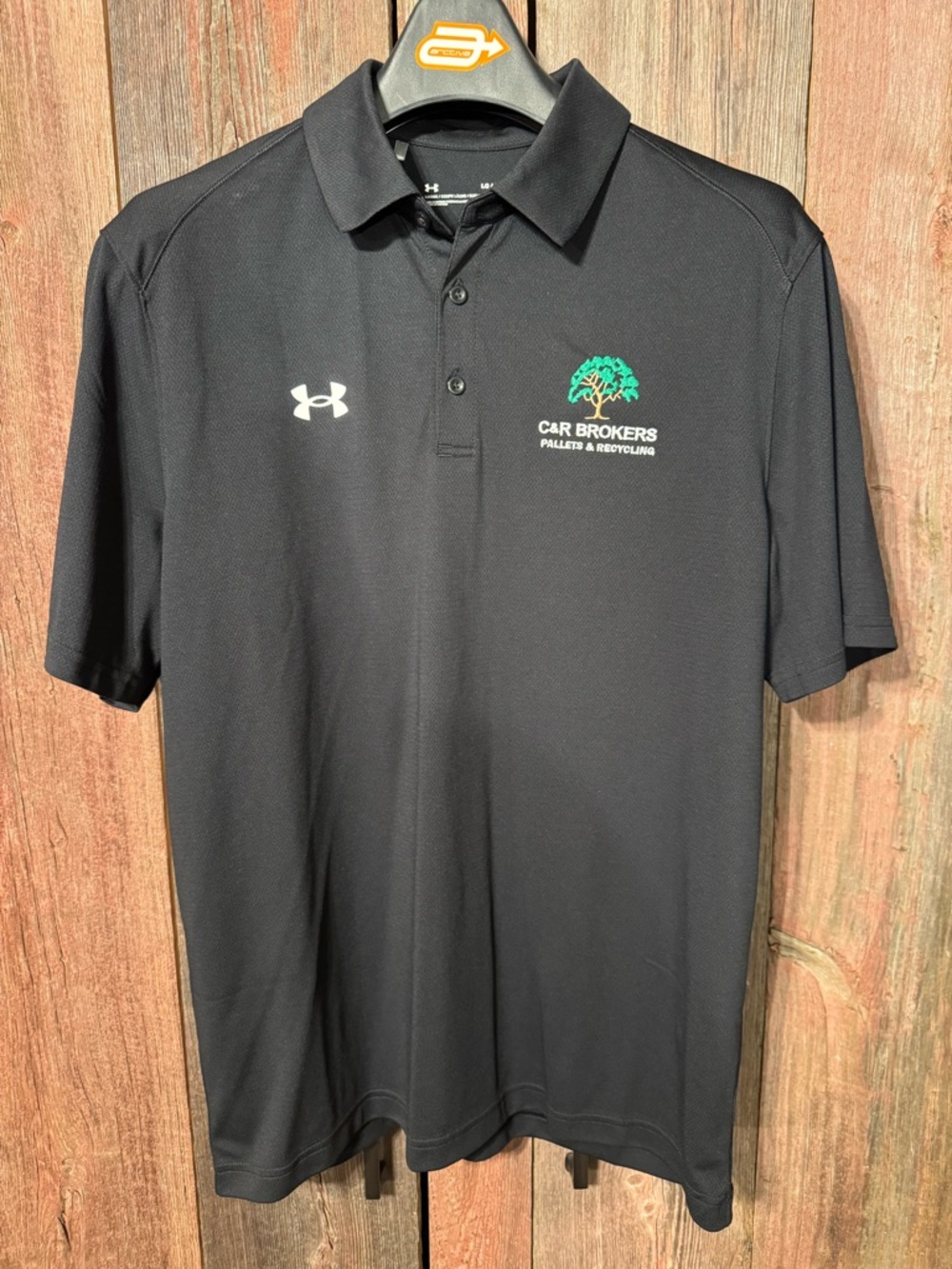Under Armour Men’s Large Black Performance Polo with Embroidered Green Logo